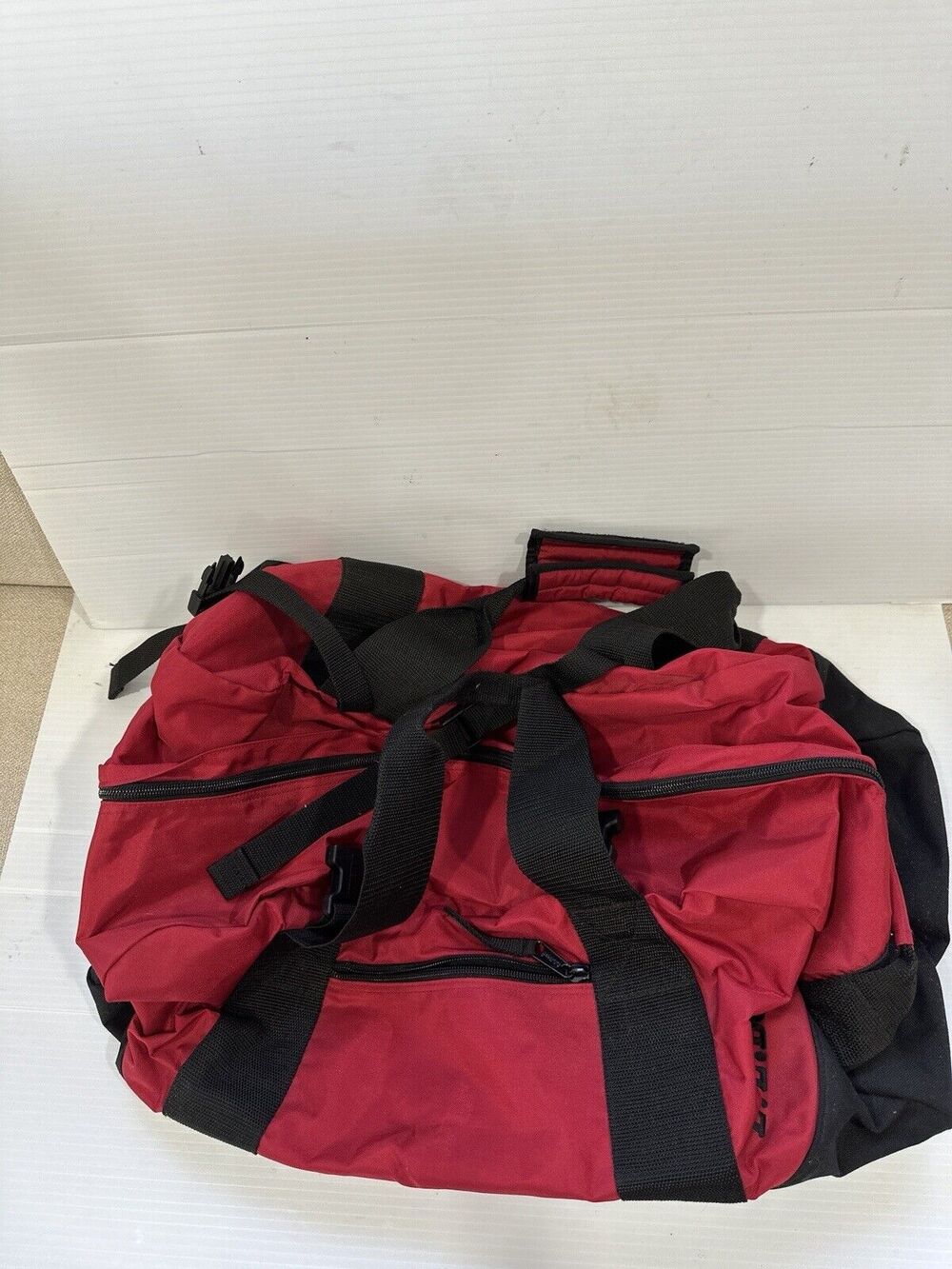LL Bean Adventure Travel Camping Medium Red Nylon Duffle Bag